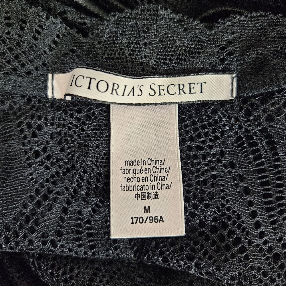 Victoria's Secret Lace Chemise M Sheer Cross Back Negligee Slip Dress Black Sexy - Picture 8 of 10